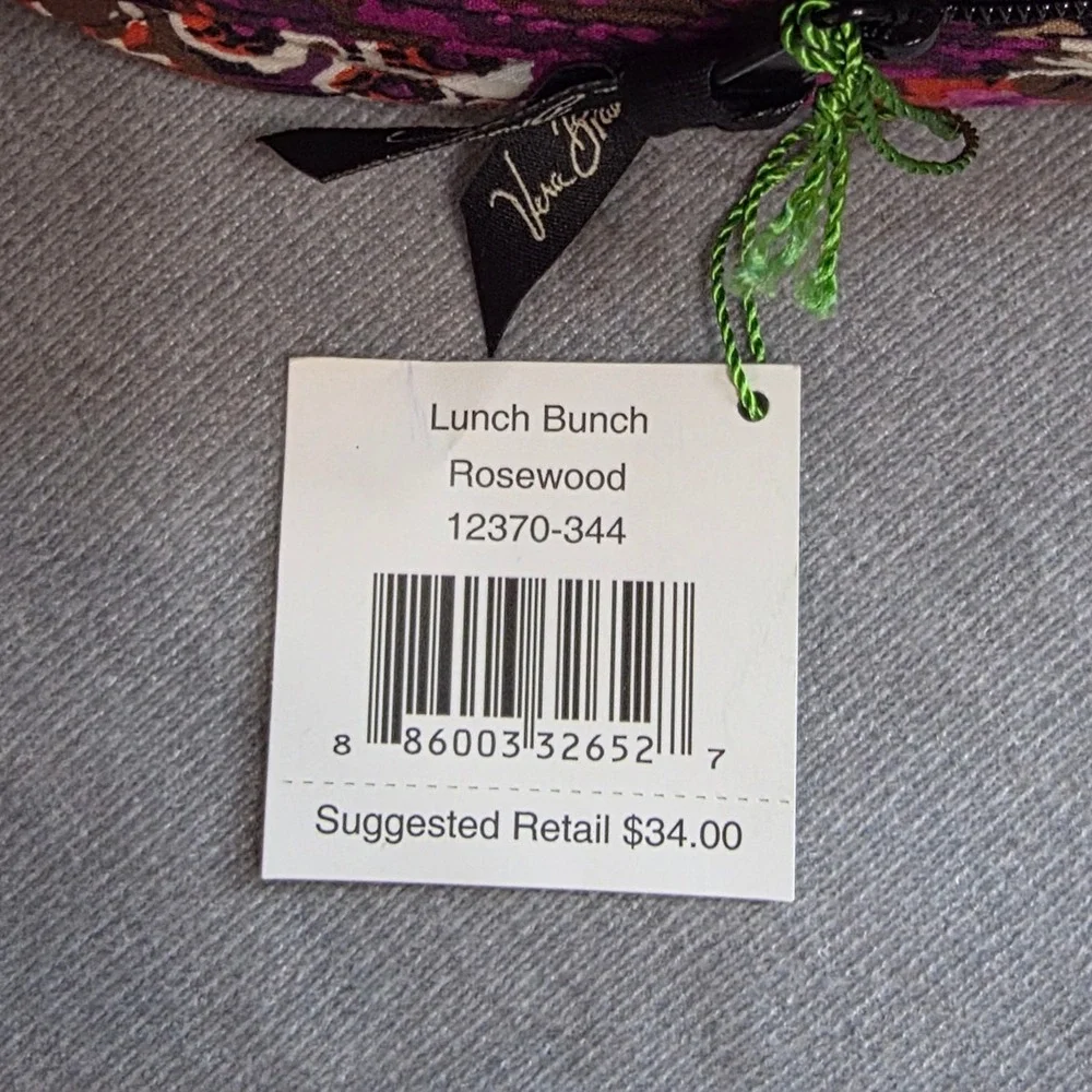 New Vera Bradley Lunch Bunch Bag Rosewood Floral Quilted Insulated Boho Travel